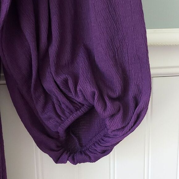 Ava‎ & Viv XXL V Neck Midi Wrap Dress Purple Textured - Picture 3 of 10